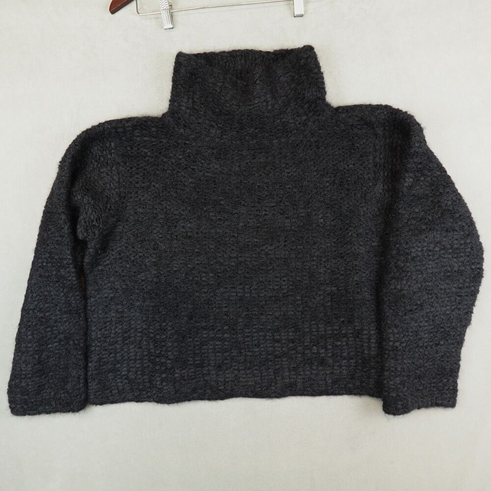 Eileen Fisher Sweater Womens Large Black Italian Mohair Turtleneck Top Soft Knit